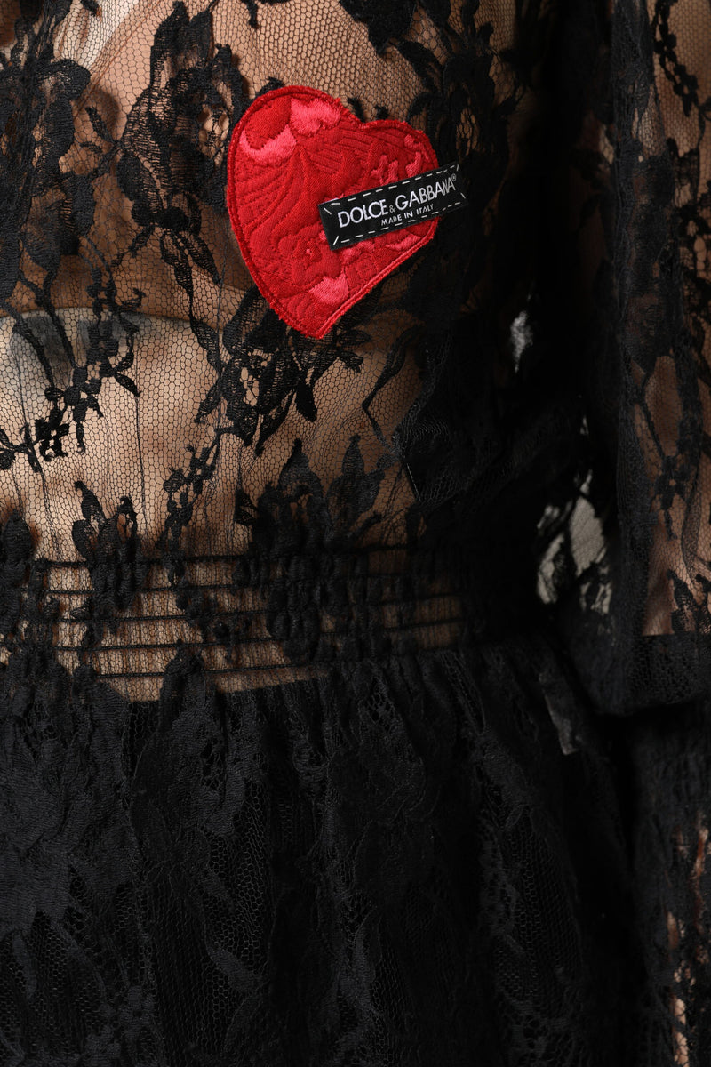 Dolce & Gabbana Black Floral Lace Blouse Top for Women