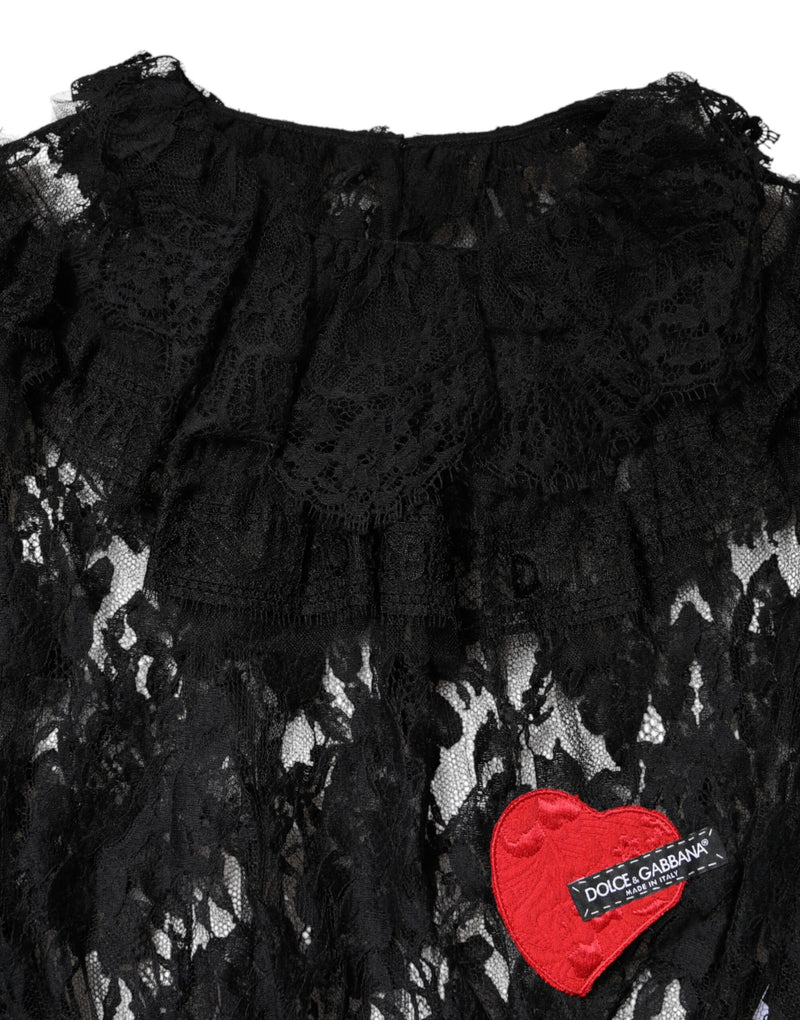 Dolce & Gabbana Black Floral Lace Blouse Top for Women