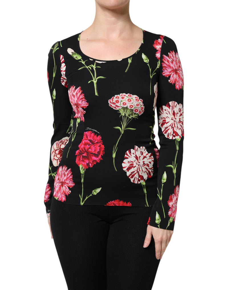 Dolce & Gabbana Blouse Longue à Fleurs Noire pour Femme