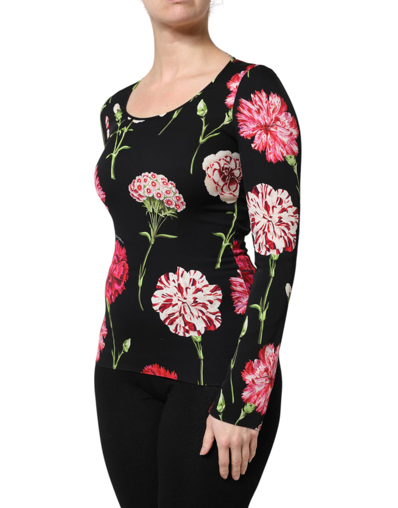 Dolce & Gabbana Blouse Longue à Fleurs Noire pour Femme