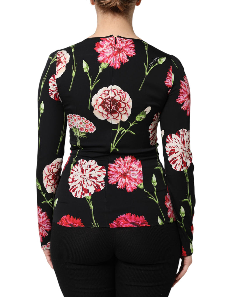 Dolce & Gabbana Blouse Longue à Fleurs Noire pour Femme