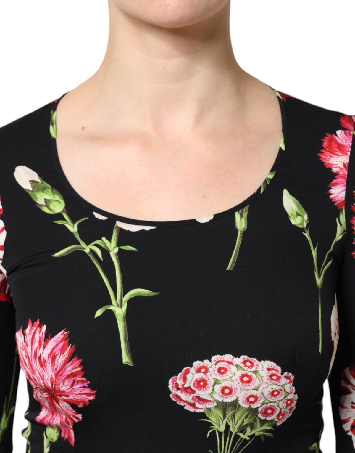 Dolce & Gabbana Blouse Longue à Fleurs Noire pour Femme