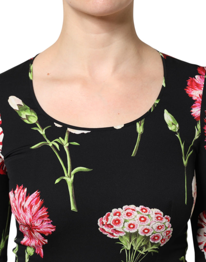 Dolce & Gabbana Blouse Longue à Fleurs Noire pour Femme