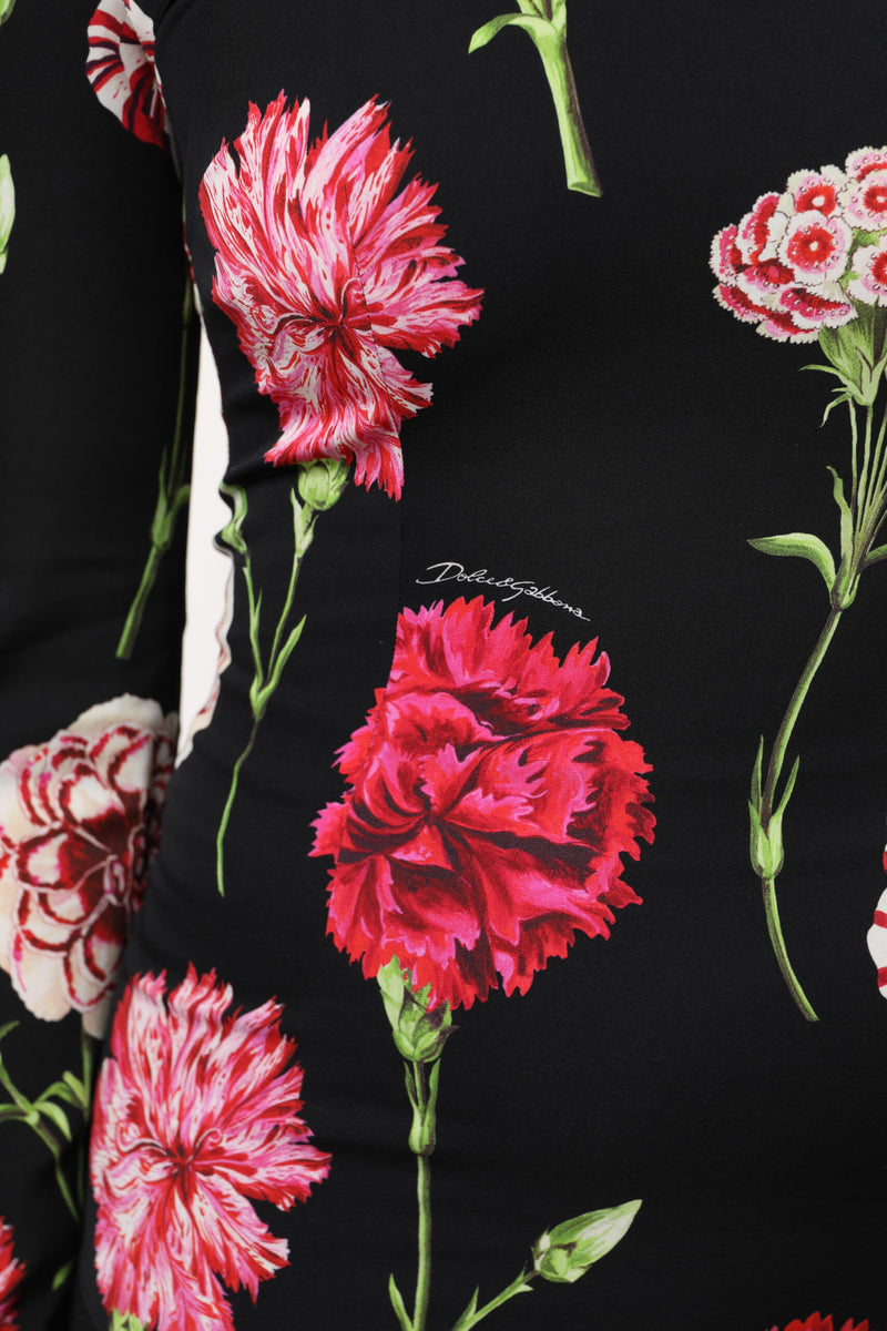 Dolce & Gabbana Blouse Longue à Fleurs Noire pour Femme