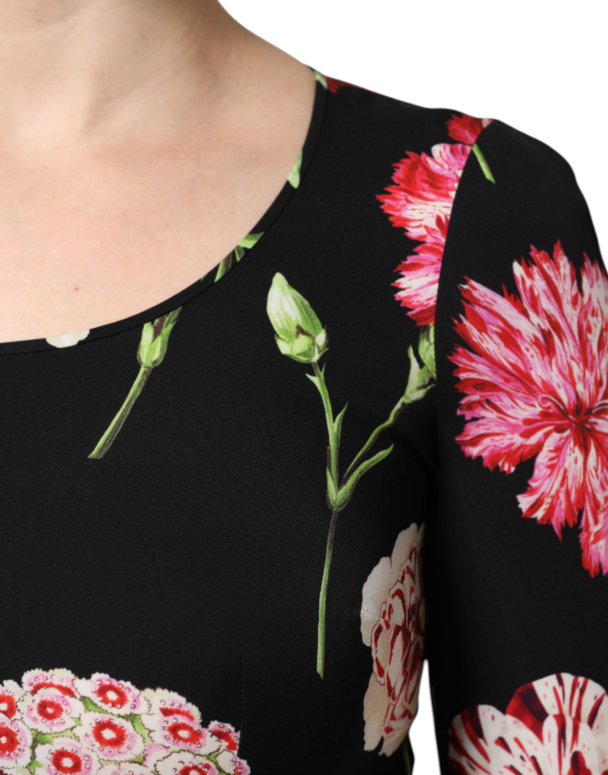 Dolce & Gabbana Blouse Longue à Fleurs Noire pour Femme