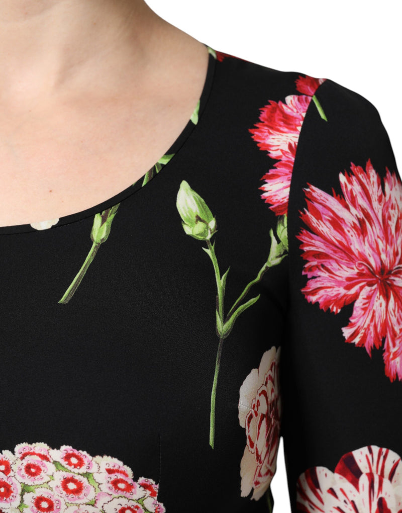 Dolce & Gabbana Blouse Longue à Fleurs Noire pour Femme