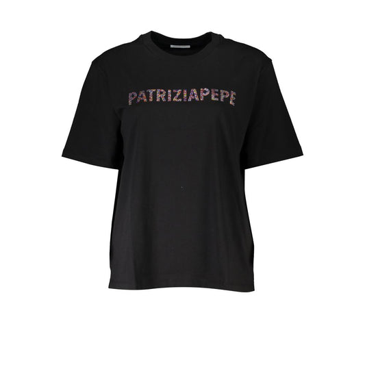 Patrizia Pepe Black Cotton Women T-Shirt - Chic Short Sleeve Top