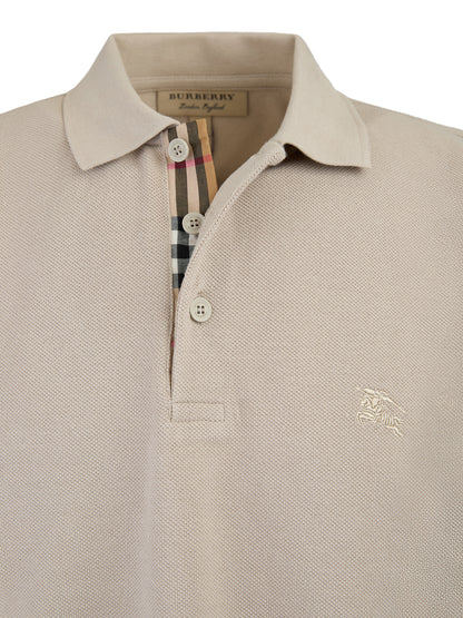 Burberry Pale Stone Cotton Collared Polo Shirt