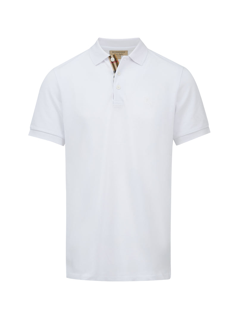 Burberry White Cotton Collared Polo Shirt - Short Sleeve