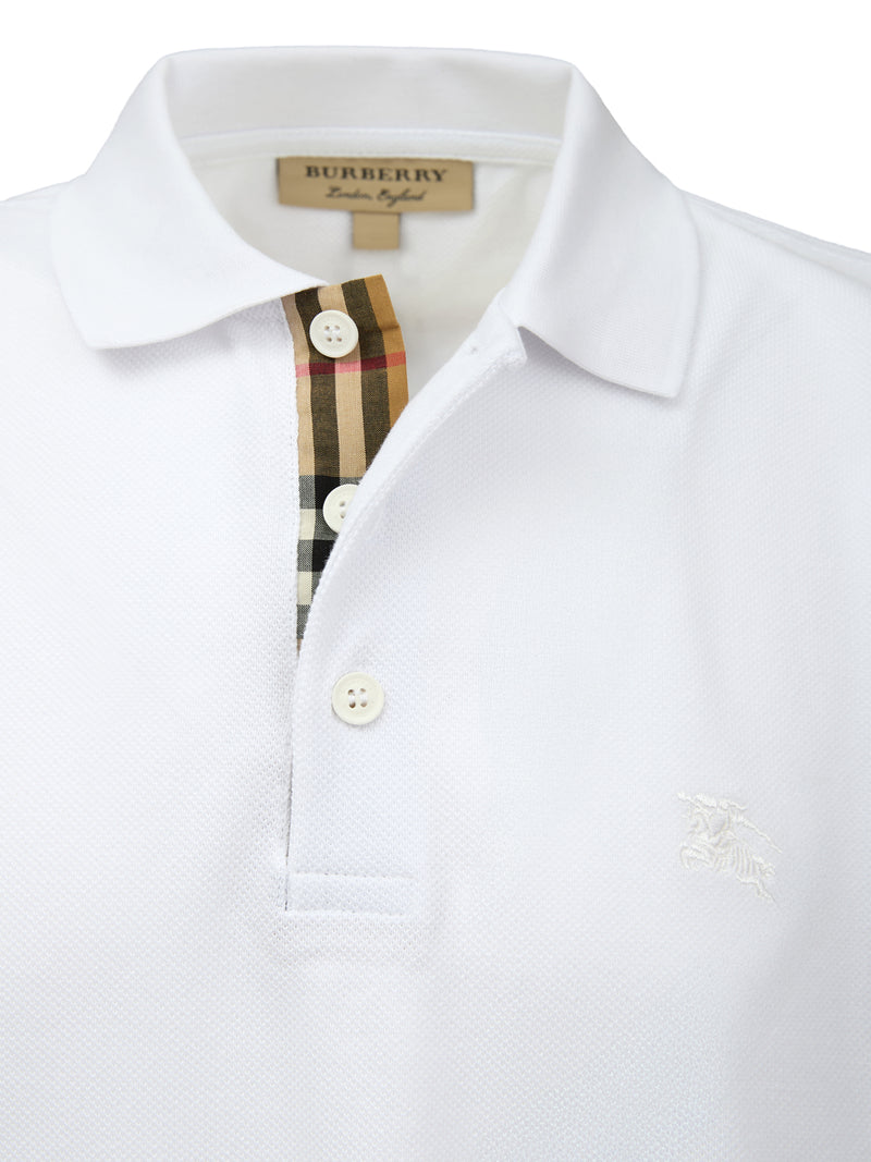 Burberry White Cotton Collared Polo Shirt - Short Sleeve