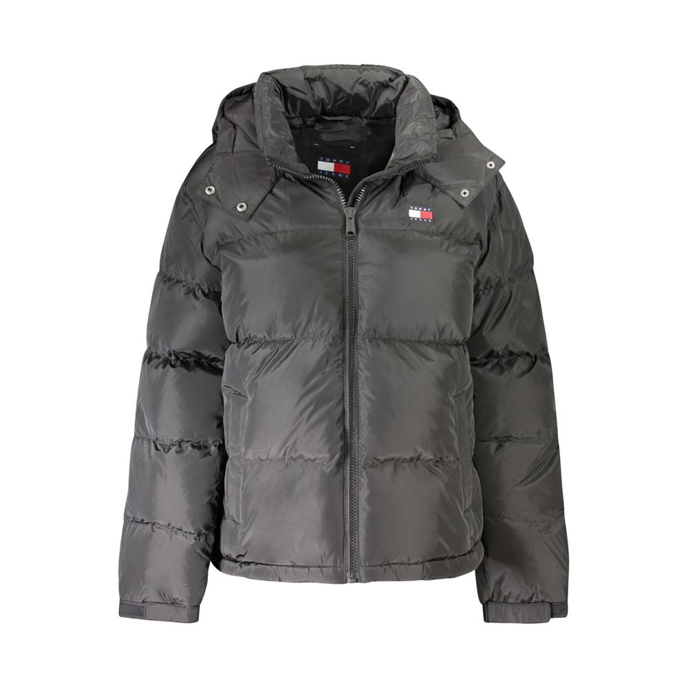 Tommy Hilfiger Black Polyester Women Jacket with Removable Hood