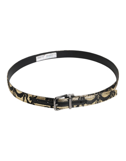 Dolce & Gabbana Multicolor Jacquard Leren Metalen Gesp Riem