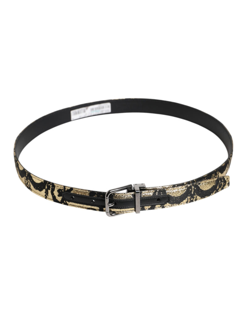 Ceinture Dolce &amp; Gabbana en cuir jacquard multicolore avec boucle en métal