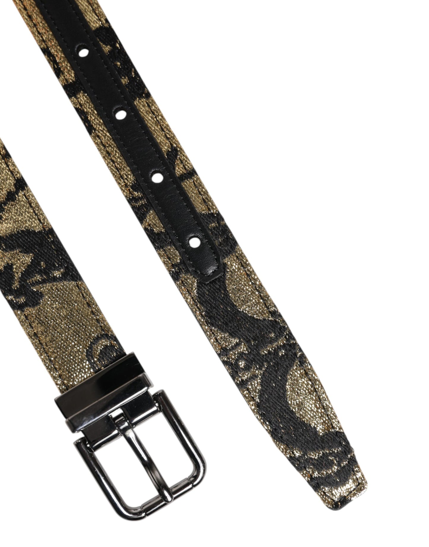 Dolce & Gabbana Multicolor Jacquard Leren Metalen Gesp Riem