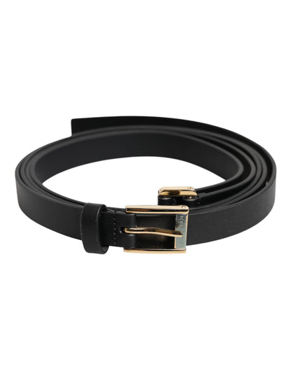 Dolce &amp; Gabbana Zwarte Klassieke Gouden Metalen Logo Gesp Riem