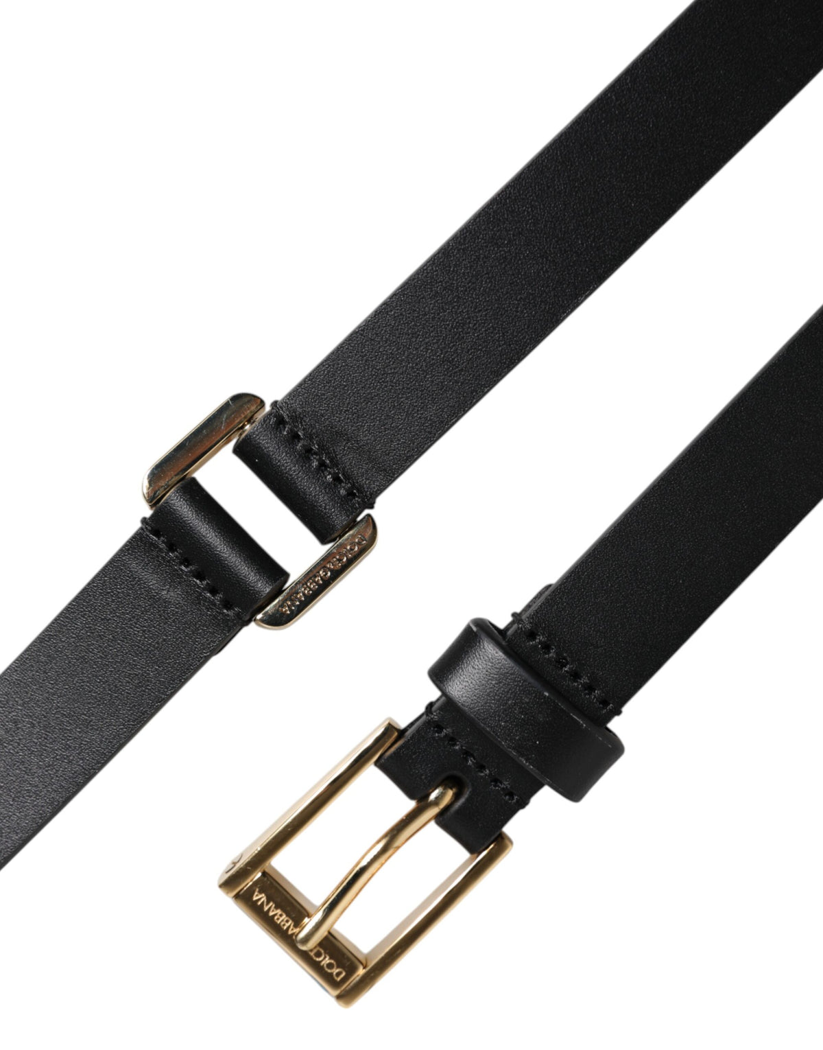 Ceinture classique noire à boucle logo en métal doré Dolce &amp; Gabbana
