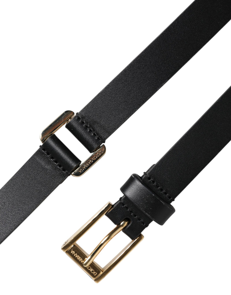 Ceinture classique noire à boucle logo en métal doré Dolce &amp; Gabbana