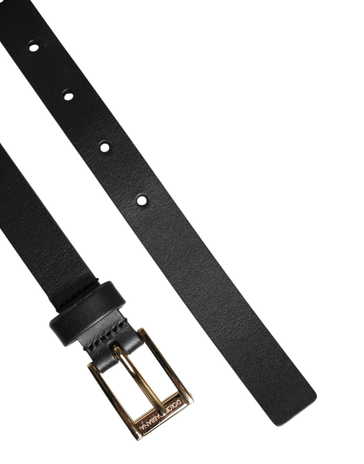 Ceinture classique noire à boucle logo en métal doré Dolce &amp; Gabbana