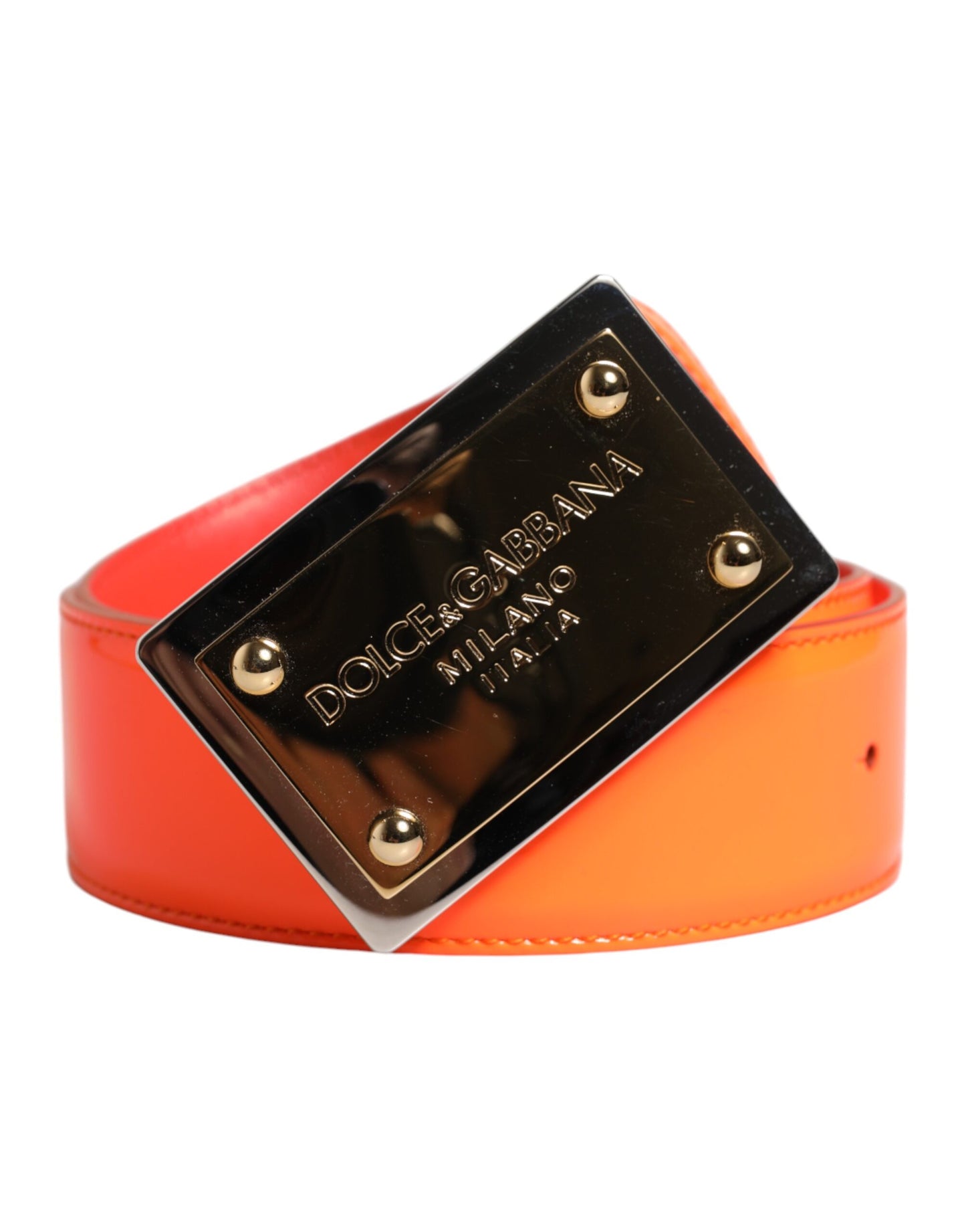 Dolce &amp; Gabbana oranje gouden metalen logo gesp riem