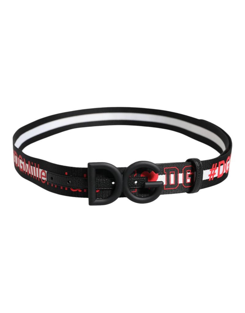 Ceinture Dolce &amp; Gabbana en polyester noir avec logo imprimé DG