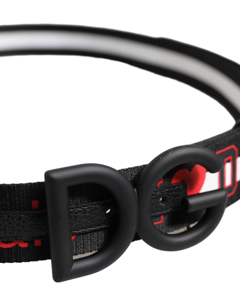Ceinture Dolce &amp; Gabbana en polyester noir avec logo imprimé DG