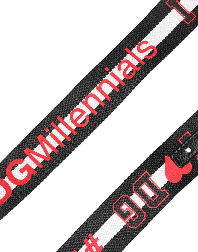 Ceinture Dolce &amp; Gabbana en polyester noir avec logo imprimé DG