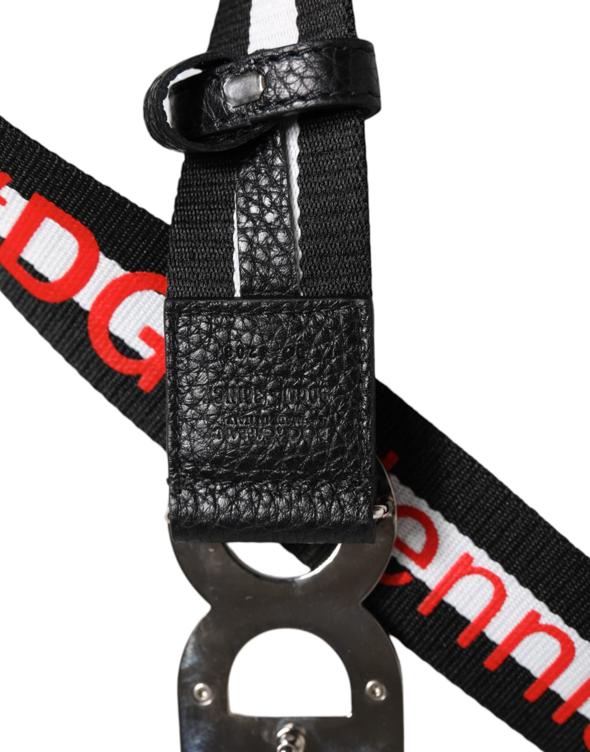 Ceinture en coton noir Dolce &amp; Gabbana avec boucle DG et logo imprimé