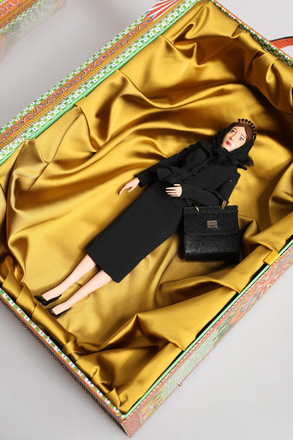 Dolce & Gabbana Zwarte Jurk Keramiek Porselein Mode Leer Sicilië Poppen