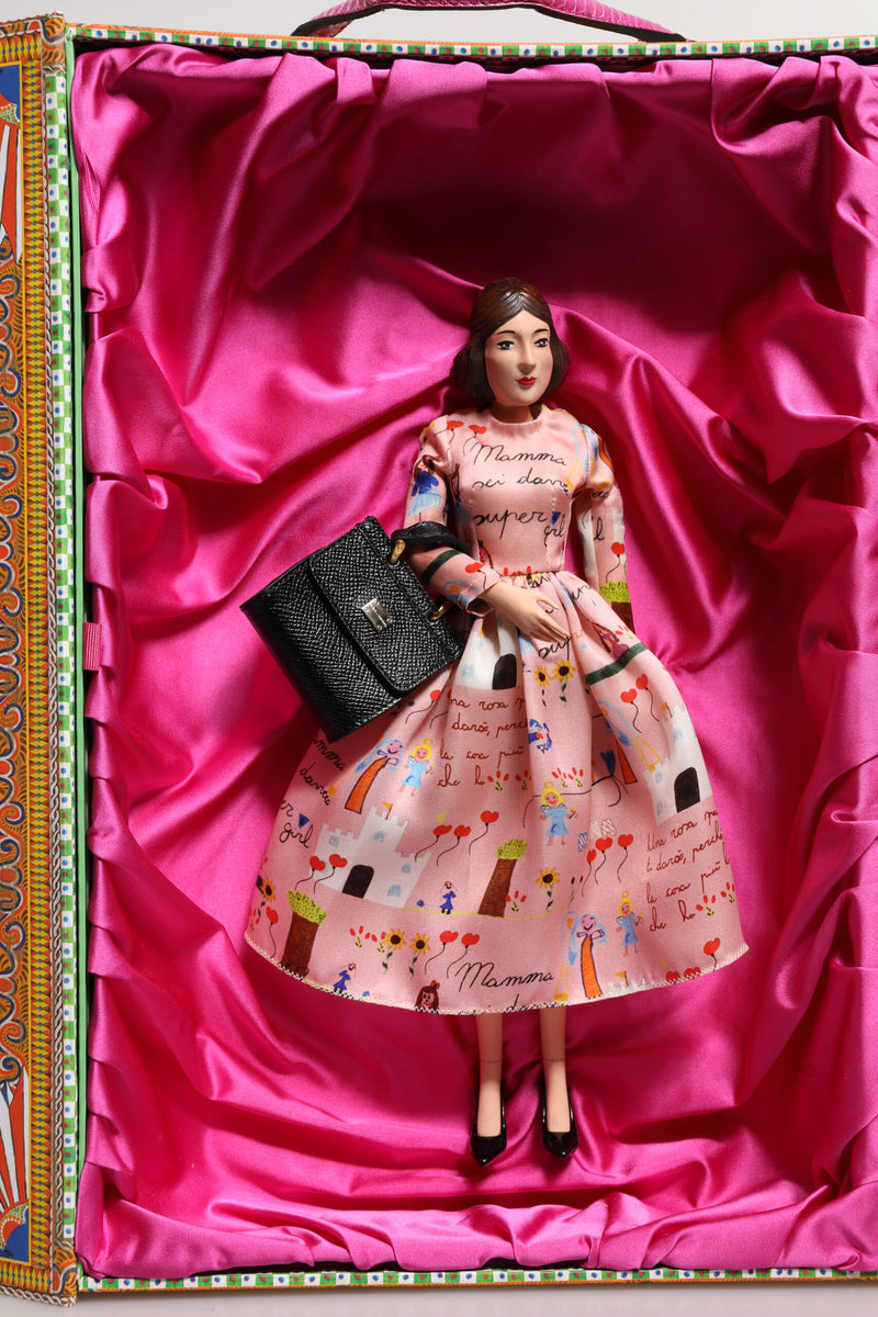 Dolce & Gabbana Pink Dress Ceramic Porcelain Fashion Leather Doll