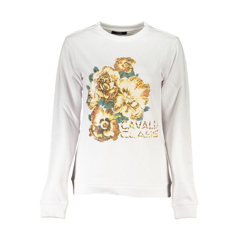 Cavalli Class White Cotton Sweater - Comfort and Style for Women