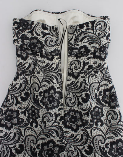 Robe longue corset en soie brodée de dentelle blanche Dolce & Gabbana
