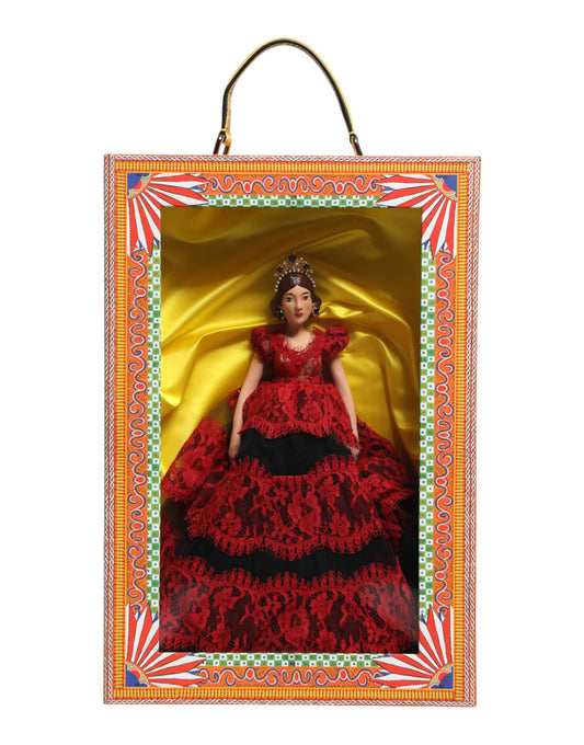 Dolce & Gabbana Rode Jurk Keramiek Porselein Modedoos Leer Sicilië Poppen