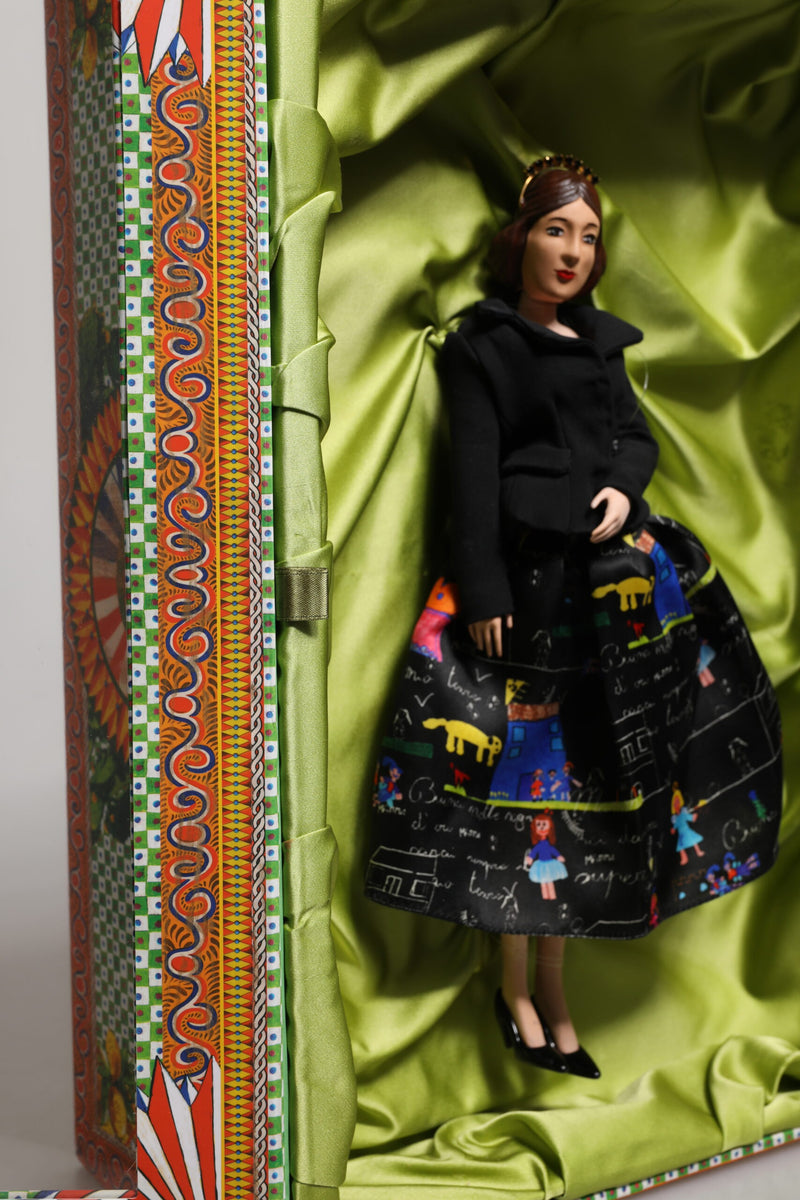 Dolce & Gabbana Black Dress Ceramic Porcelain Fashion Leather Dolls