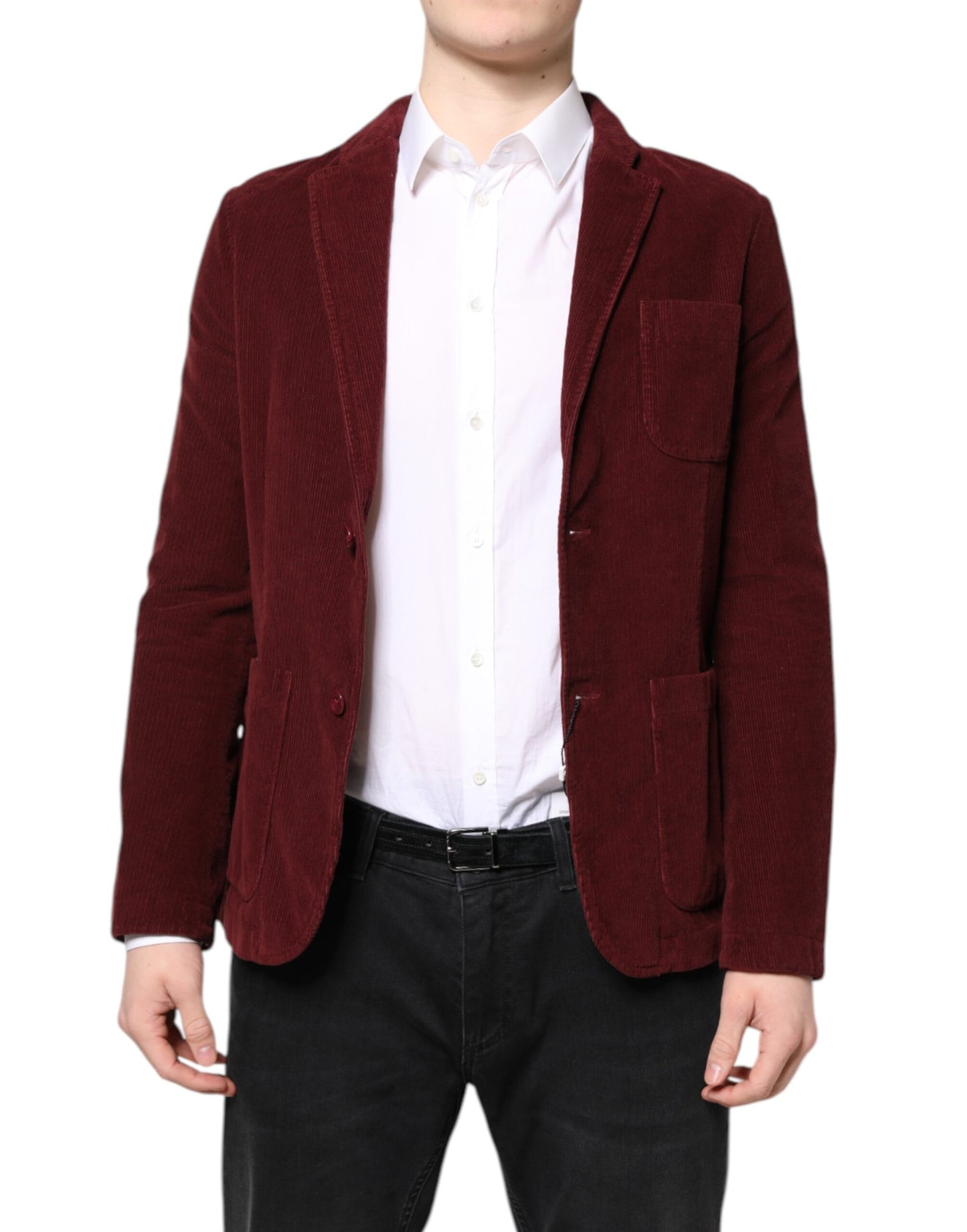 Veste blazer pour homme GF Ferre en velours côtelé marron, coupe droite.