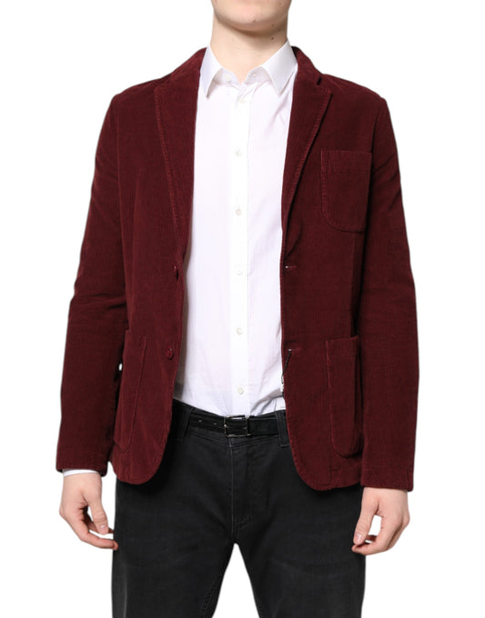 Veste blazer pour homme GF Ferre en velours côtelé marron, coupe droite.