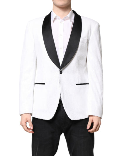 Dolce &amp; Gabbana wit nylon jasje met enkelvoudige knoopsluiting
