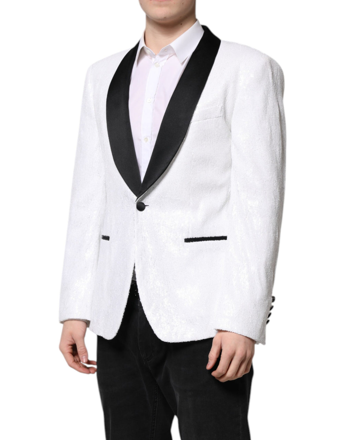 Dolce &amp; Gabbana, blazer blanc en nylon à simple boutonnage
