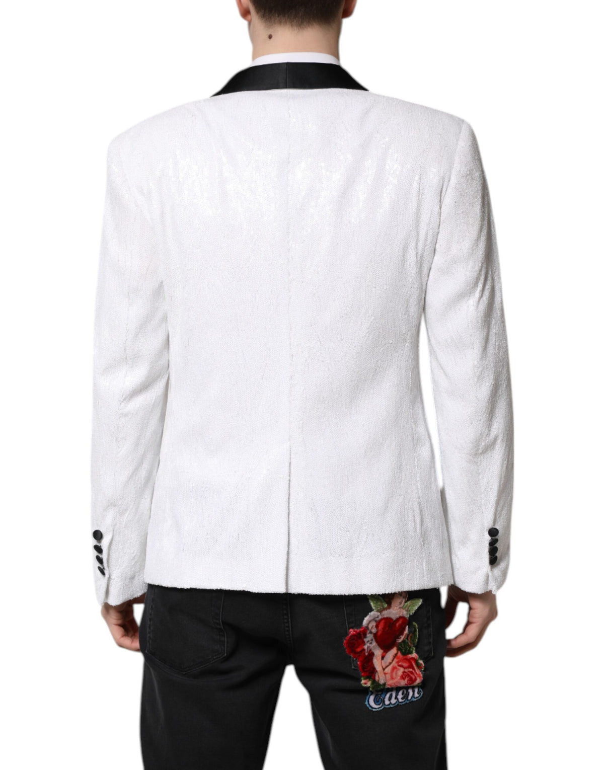 Dolce &amp; Gabbana, blazer blanc en nylon à simple boutonnage
