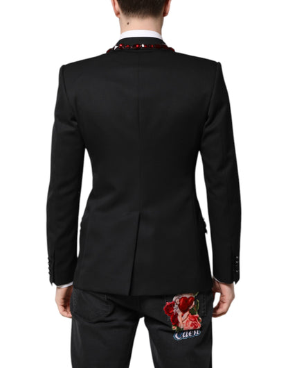 Dolce & Gabbana Black SICILIA CrystalEmbellished Coat Blazer