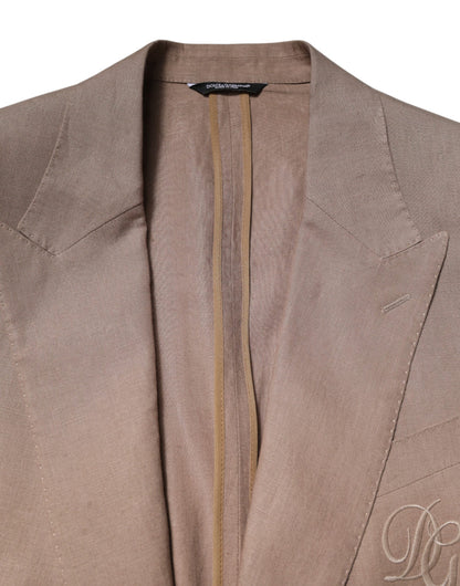 Dolce & Gabbana Beige TAORMINA Single Breasted Coat Blazer