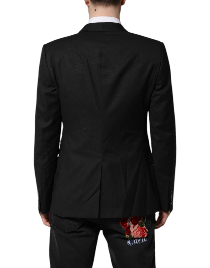 Dolce &amp; Gabbana, veste-blazer noire à simple boutonnage, ornée de détails dorés.