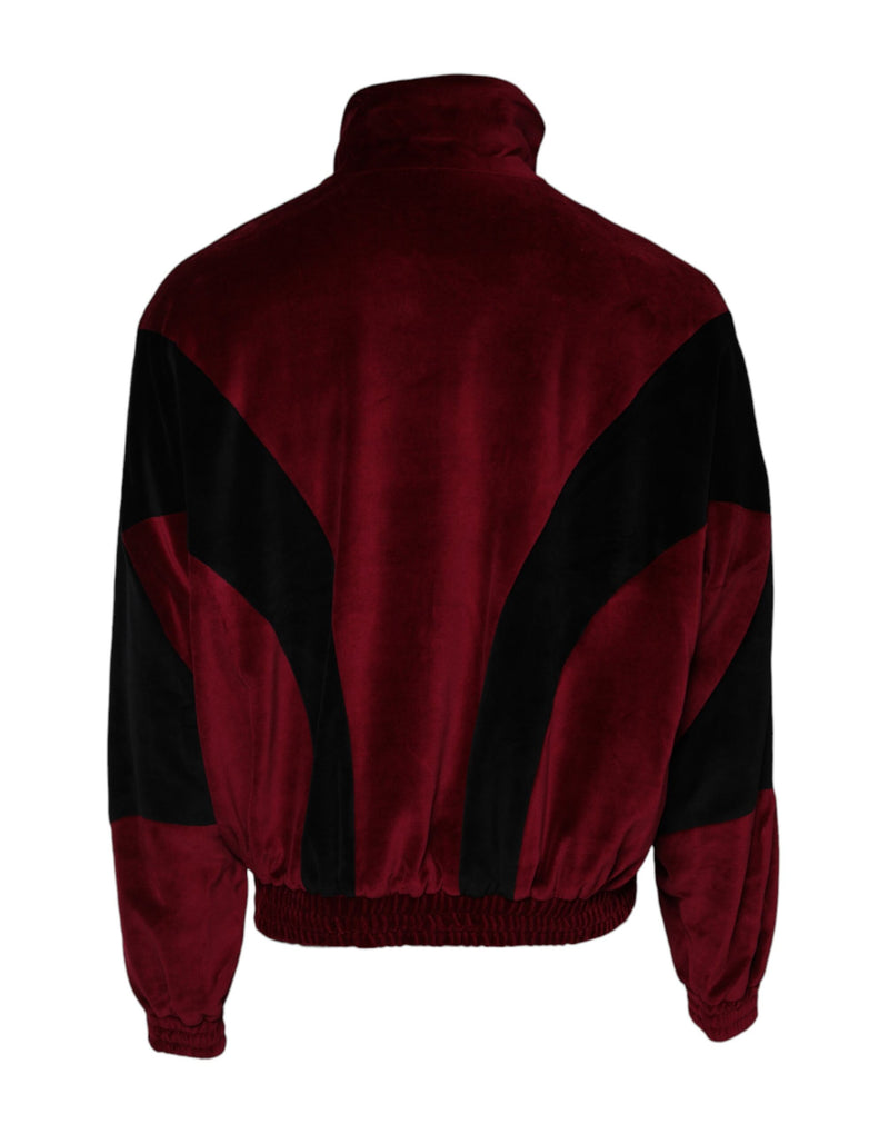 Veste bomber à fermeture éclair intégrée en coton rouge et noir avec logo Dolce & Gabbana