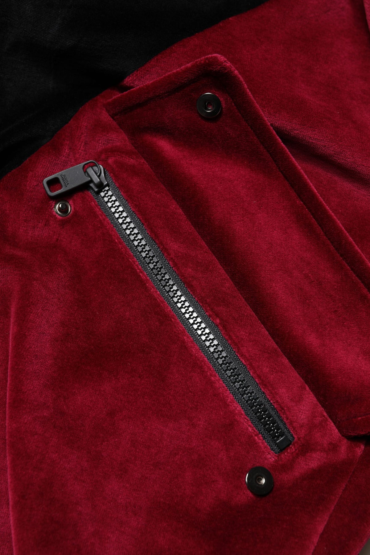 Veste bomber à fermeture éclair intégrée en coton rouge et noir avec logo Dolce & Gabbana