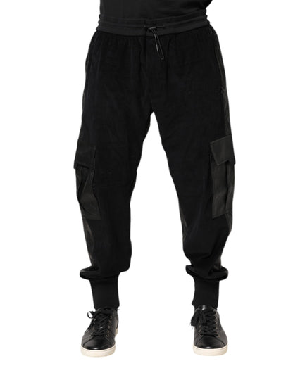 Dolce & Gabbana Black Cotton Cargo Jogger Sweatpants Pants