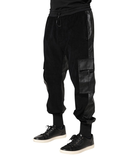 Dolce & Gabbana Black Cotton Cargo Jogger Sweatpants Pants