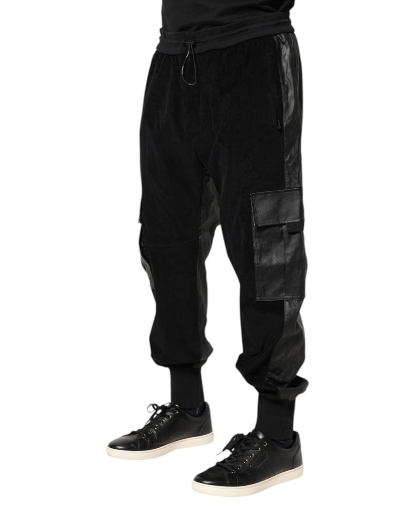 Pantalon de jogging cargo en coton noir Dolce &amp; Gabbana