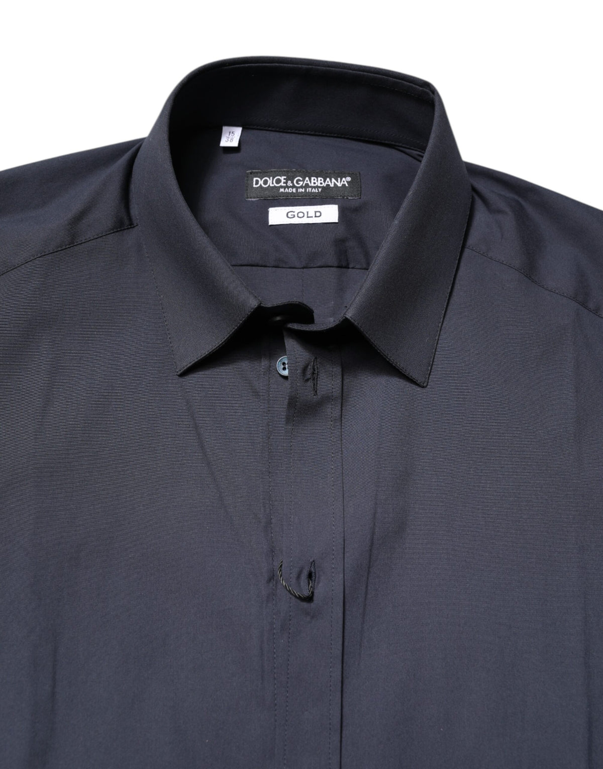 Chemise habillée en coton bleu foncé doré de Dolce &amp; Gabbana