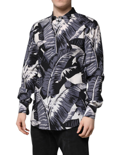 Dolce & Gabbana Multicolor GOLD Cotton Banana Leaf Print Shirt