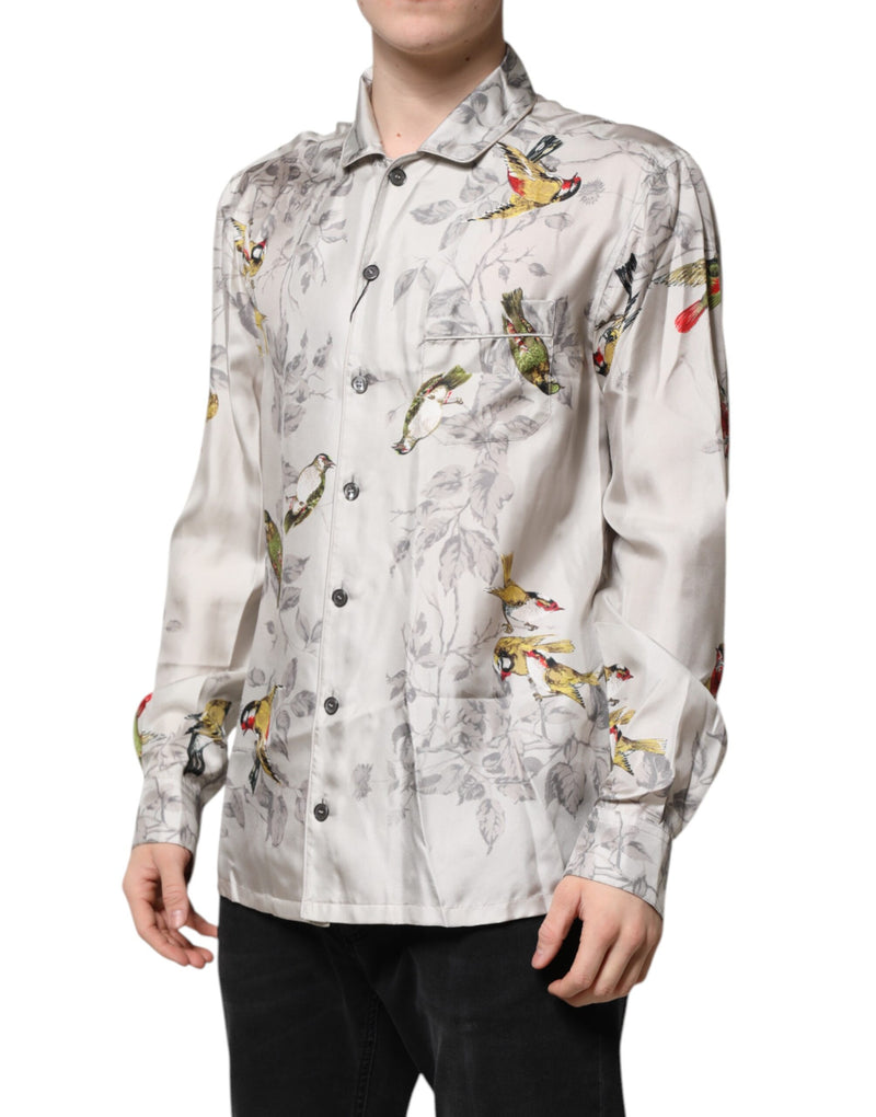 Dolce &amp; Gabbana Geruite Overhemd van Zijde met Bedrukte Motieven