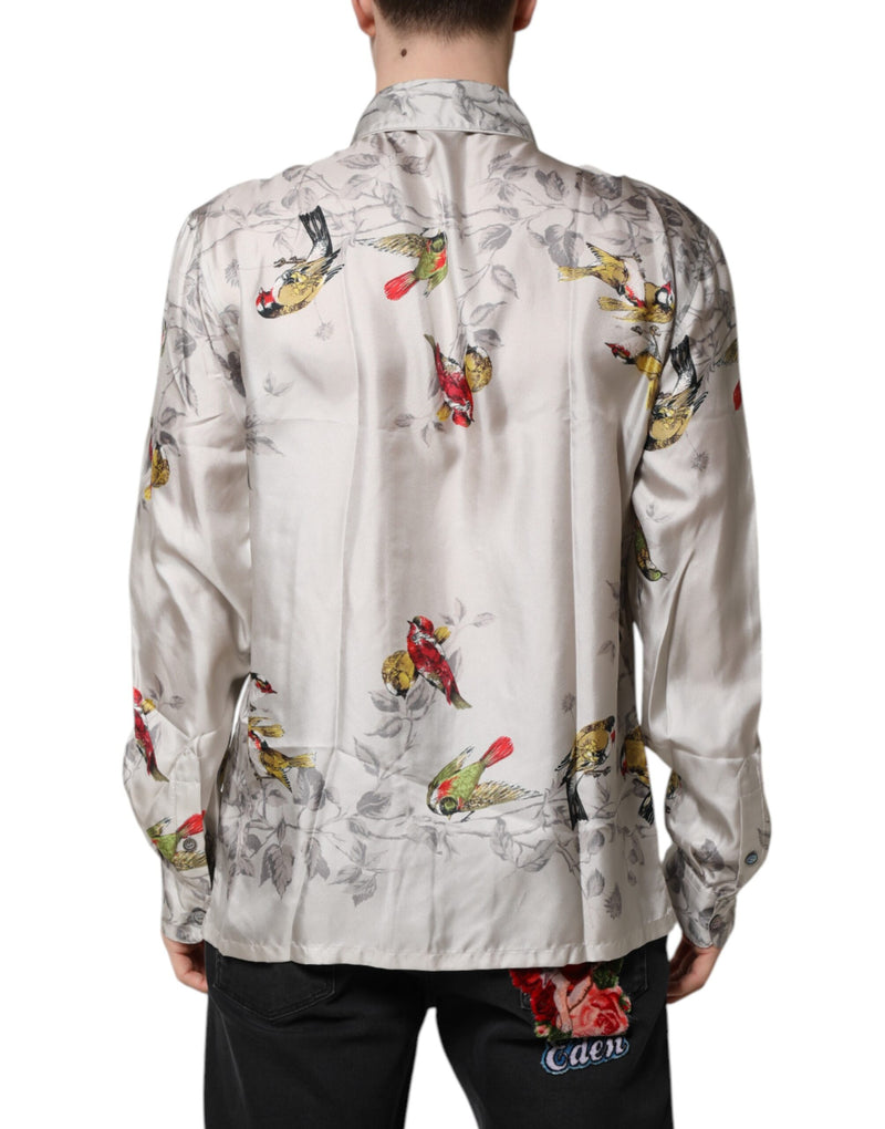 Dolce &amp; Gabbana Geruite Overhemd van Zijde met Bedrukte Motieven